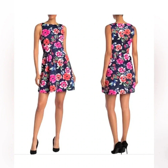 Vince Camuto floral sleeveless scuba fit and flare dresss sz 10 nwt 006 - Picture 3 of 4
